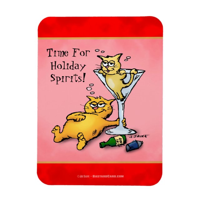 Imán Gatitos de cóctel Espíritus festivos de vacaciones (Vertical)