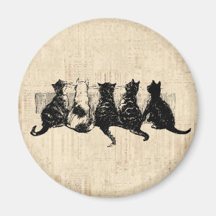 Imán Gatitos ilustrados con fondo de guión de Tan