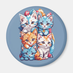 Imán Gatitos juguetones lindos y kawaii