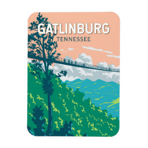Imán Gatlinburg Tennessee Ilustracion Travel Art