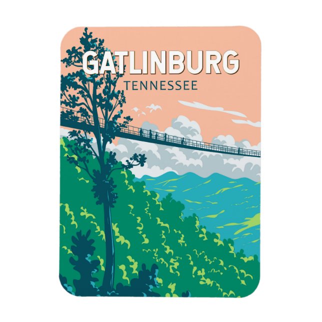 Imán Gatlinburg Tennessee Ilustracion Travel Art (Vertical)