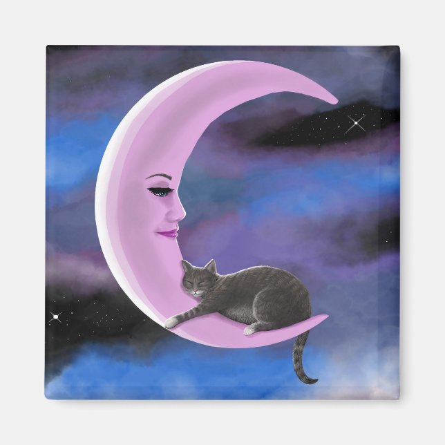Imán gato 661 Luna rosa (Frente)