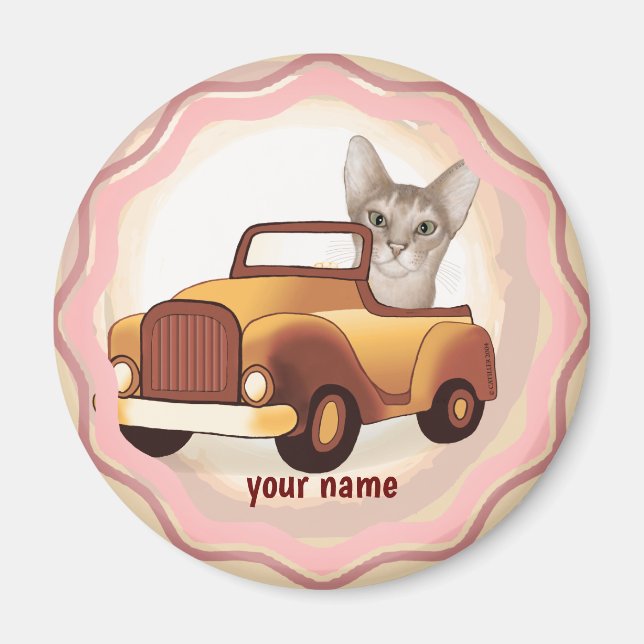 Imán Gato Abisinio Conduciendo Coche  (Frente)