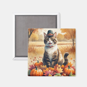 Imán Gato Abisinio en Arte de Acción de Gracias de Hoja