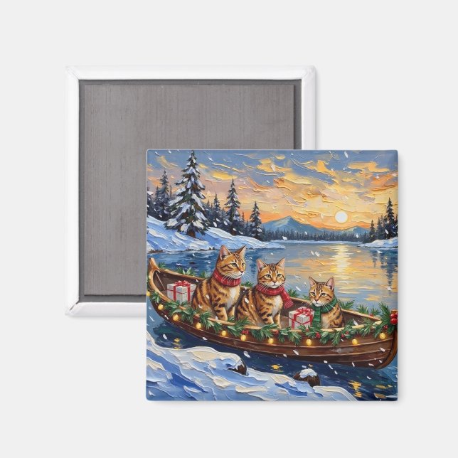 Imán Gato Abisinio Navidad Barco Fiesta (Anverso/Reverso)