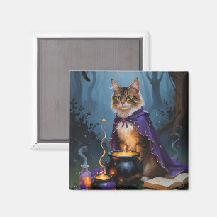 Imán Gato Abisinio  Pintura caprichosa de Halloween 