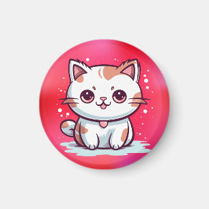 Imán Gato adorable al estilo Kawaii Clipart