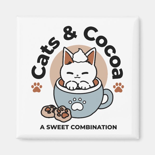 Imán Gato adorable en diseño de vacaciones de peluche - (Frente)