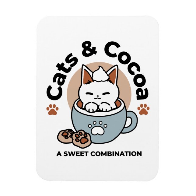 Imán Gato adorable en diseño de vacaciones de peluche - (Vertical)