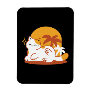 Imán Gato Adorable relajante al sol - Mascota de verano