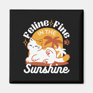 Imán Gato Adorable relajante al sol - Mascota de verano