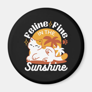 Imán Gato Adorable relajante al sol - Mascota de verano