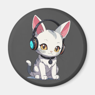 Imán Gato Adorable y con Estilo con Auriculares