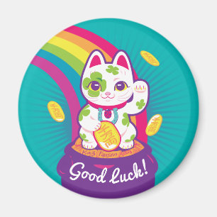 Imán Gato afortunado Maneki Neko Buena Luck Pot de oro