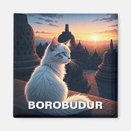 Imán Gato al atardecer de Borobudur Indonesia