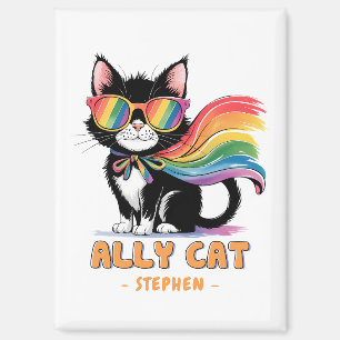 Imán Gato Ally - Gato arcoiris Orgullo LGBTQ