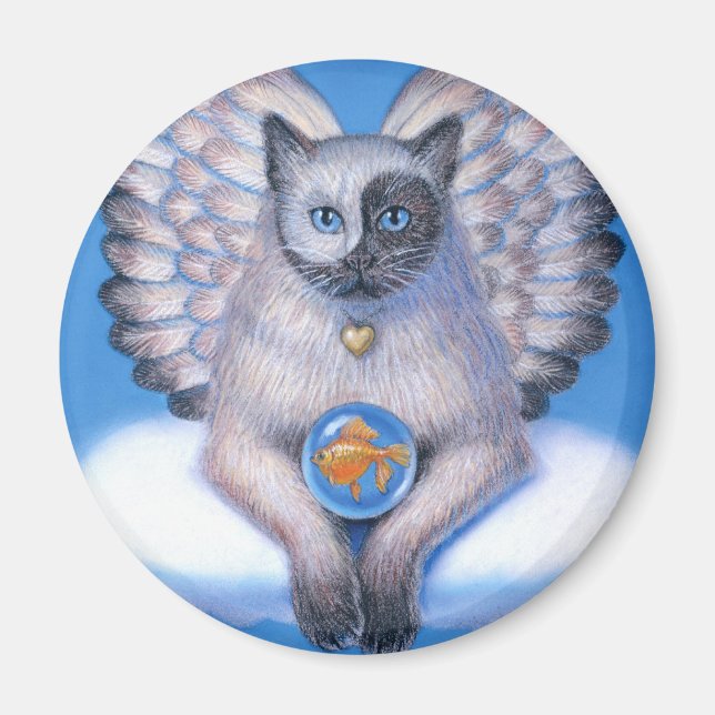Imán Gato Ángel "Kitty Yin Yang" Redondo Magnet (Frente)