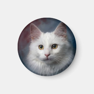 Imán Gato Angora Turco Blanco Rojo Azul
