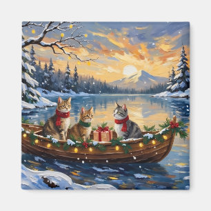Imán Gato Angora Turco Navidad Barco Fiesta