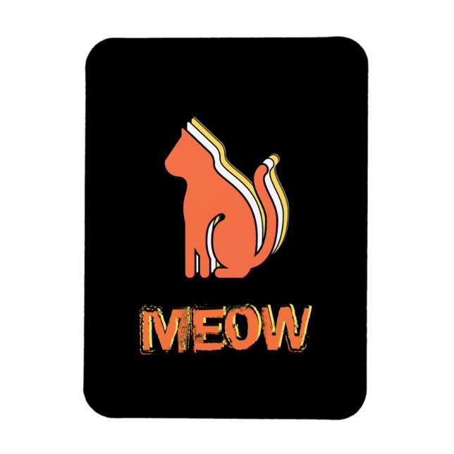 Imán Gato, animal Naranja y amarillo, arte pop abstract (Vertical)