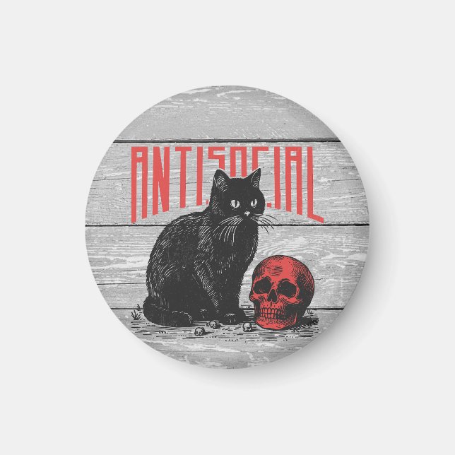 Imán Gato antisocial y cráneo (Frente)