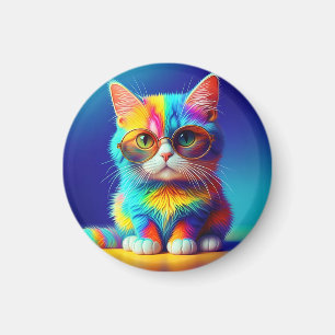 Imán Gato Arcoíris con Gafas