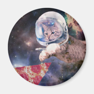 Imán Gato astronauta cazando una porción de pizza