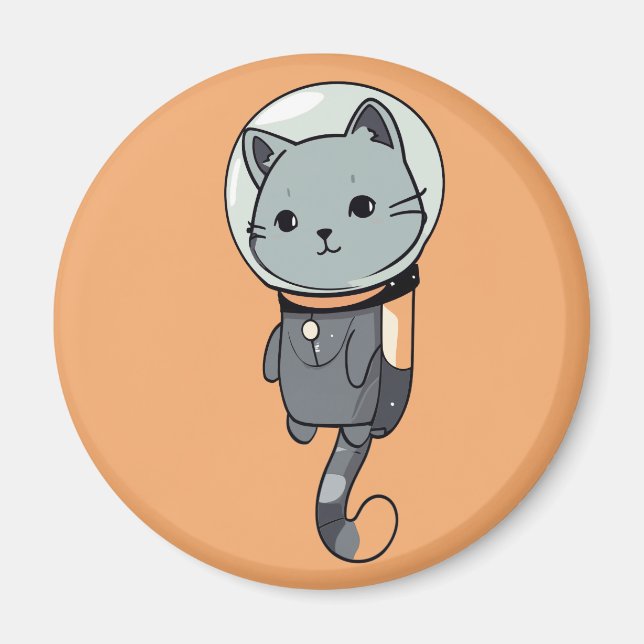 Imán Gato Astronauta Kawaii Adorable (Frente)