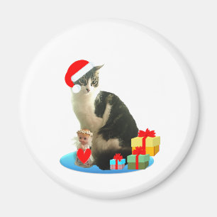 Imán gato atigrado de Navidad y pequeño ángel adorable