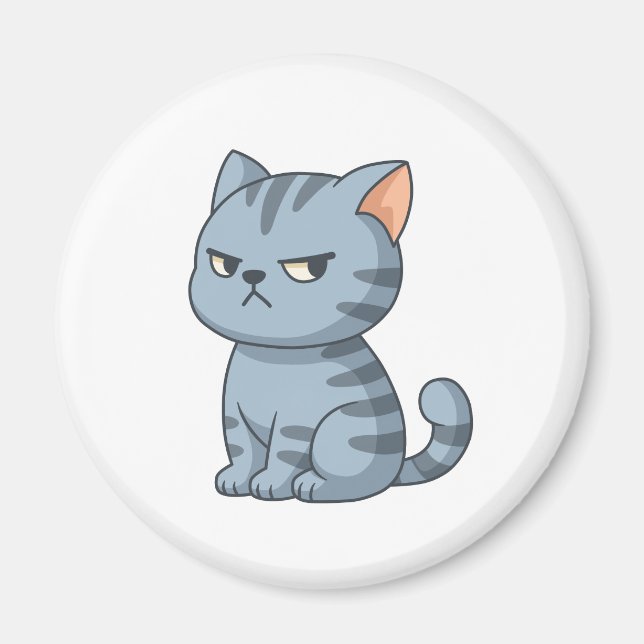 Imán Gato atigrado gris gruñón (Frente)
