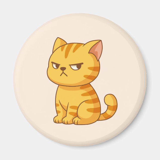 Imán Gato Atigrado Naranja Malhumorado Beige (Frente)