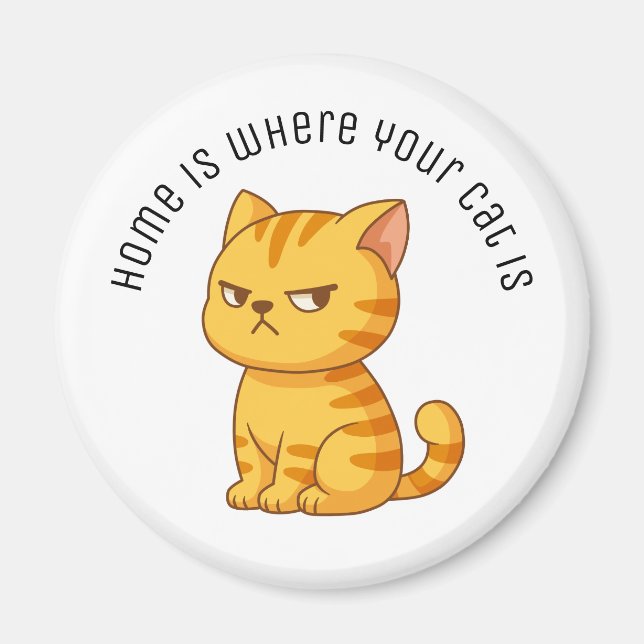 Imán Gato Atigrado Naranja Malhumorado Texto Personaliz (Frente)