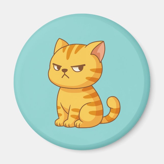 Imán Gato Atigrado Naranja Malhumorado Verde (Frente)