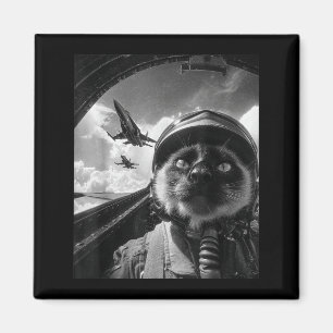 Imán Gato Avión Cute Piloto Selfie Jet Siamés de Combat