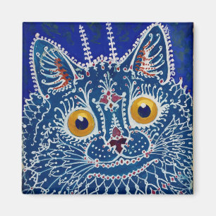 Imán Gato azul psicodélico de Louis Wain