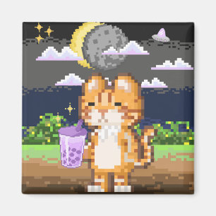 Imán Gato Bebiendo Boba Tea Alien Eclipse Magnet
