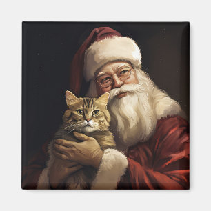 Imán Gato Bengalí con Navidad Festiva de Santa Claus