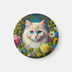 Imán Gato Blanco Con Ojos Azules