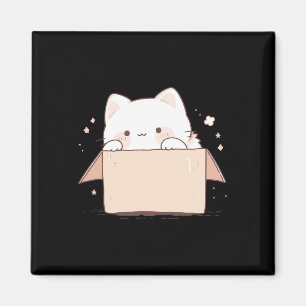 Imán Gato Blanco Corto En Una Caja El Personalizado Jap