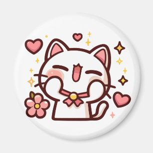 Imán Gato Blanco Kawaii Lindo