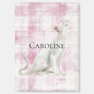 Imán Gato blanco rosado