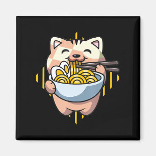 Imán gato boba come ramen anime kawaii neko gato bebien
