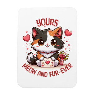 Imán Gato Calico Adorable Día de San Valentín