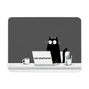 Imán Gato Cero Motivación – Divertido Cartoon de Trabaj