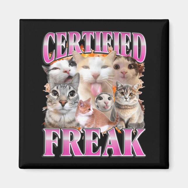 Imán Gato certificado gráfico de contrabando divertido  (Frente)