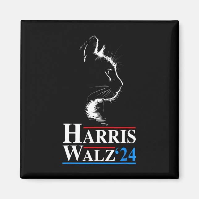 Imán Gato cómico de Waltz 2024 Kamala Harris Tim Wa (Frente)