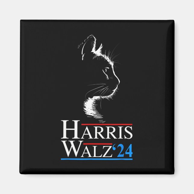 Imán Gato cómico de Waltz 2024 Kamala Harris Tim WA (Frente)
