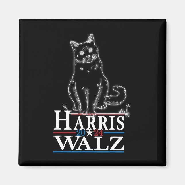 Imán Gato cómico de Waltz 2024 Kamala Harris Tim WA (Frente)