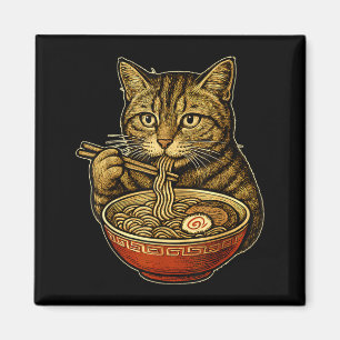 Imán Gato comiendo sopa de ramen divertido manga neko o