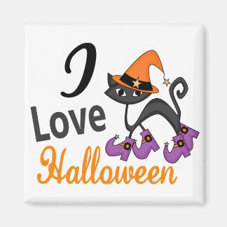 Imán Gato con botas me encanta Halloween